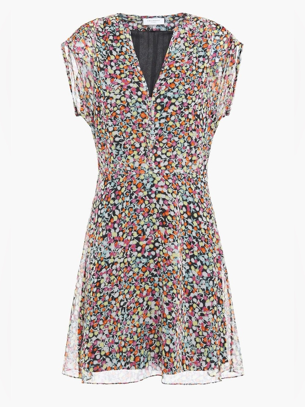 Equipment Danette Floral Print Silk Georgette Frilly Mini Dress - Picture 3 of 7